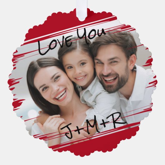 モダン通りアート写真を追加Love Youクリスマス オーナメントカード (正面)