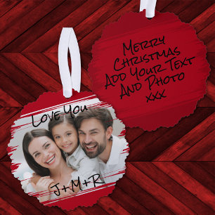 モダン通りアート写真を追加Love Youクリスマス オーナメントカード