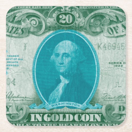 モダン通貨V スクエアペーパーコースター (正面)