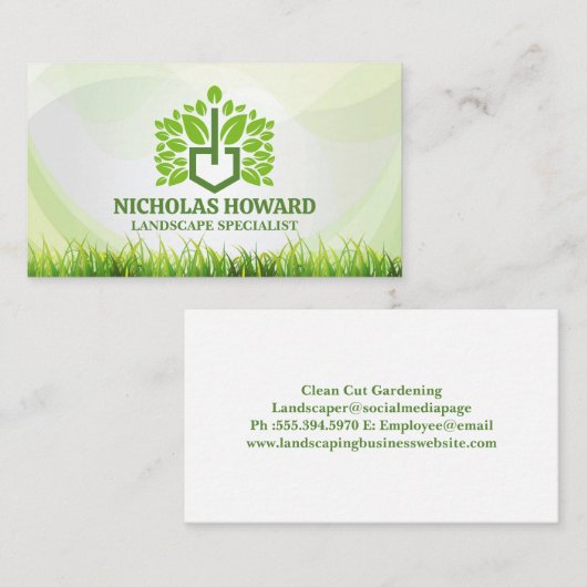 モダン造園ロゴ | グラス 名刺 (正面/裏面)