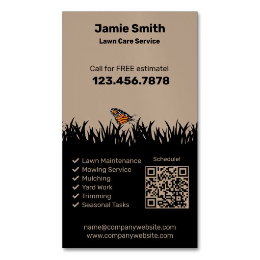 モダン造園 – 芝生気に マグネット名刺 (正面縦)