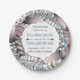 モダン部族の羽毛ボヘミ結婚アン ペーパープレート