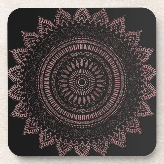 モダン部族バラ金ゴールドデザイン コースター (正面)