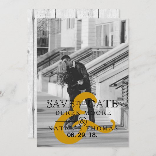 モダン都市ミニマリスト |写真の日付を保存 セーブザデート (正面/裏面)