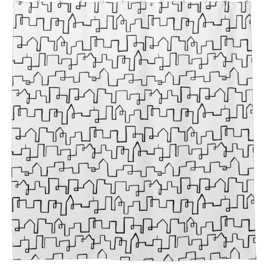 モダン都市景観絵を描デザイン シャワーカーテン (正面)