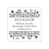 モダン野の花カスタム差出人住所 ラバースタンプ (インプリント)