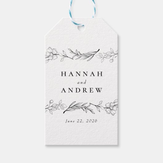 モダン野エレガント花フローラ結婚式の引き出物 ギフトタグ (正面)