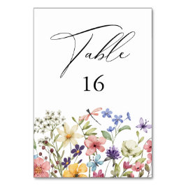 モダン野カラフル花フローラブライダルシャワー テーブルナンバー