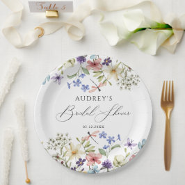 モダン野カラフル花フローラブライダルシャワー ペーパープレート