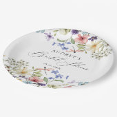 モダン野カラフル花フローラブライダルシャワー ペーパープレート (アングル)