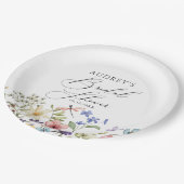 モダン野カラフル花フローラブライダルシャワー ペーパープレート (アングル)