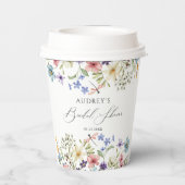 モダン野カラフル花フローラブライダルシャワー 紙コップ (裏面)