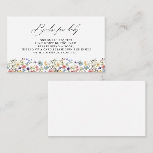 モダン野カラフル花フローラ本ベビー エンクロージャーカード (正面/裏面)