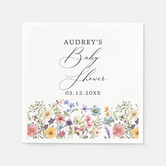 モダン野カラフル花フローラ本ベビー スタンダードカクテルナプキン (正面)