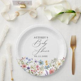 モダン野カラフル花フローラ本ベビー ペーパープレート