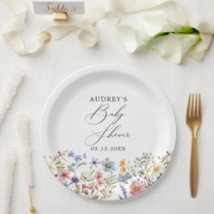 モダン野カラフル花フローラ本ベビー ペーパープレート