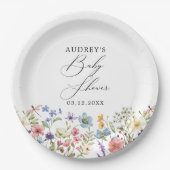 モダン野カラフル花フローラ本ベビー ペーパープレート (正面)