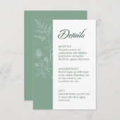 モダン野ミニマル花セージ結婚グリーン エンクロージャーカード (正面/裏面)