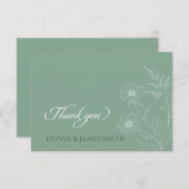 モダン野ミニマル花セージ結婚グリーン サンキューカード (正面/裏面)