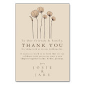 モダン野結婚花の感謝していテーブルカード テーブルナンバー (正面)