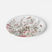 モダン野花と鳥の誕生日またはシャワー ペーパープレート (アングル)