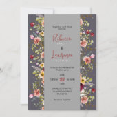 モダン野花グレイ結婚式招待状 招待状 (正面)