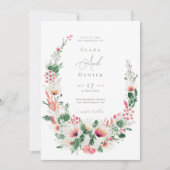 モダン野花ピンク結婚ズ 招待状 (正面)