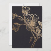 モダン金エレガント属の花結婚の 招待状 (裏面)