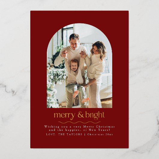 モダン金エレガント箔フォトクリスマスカード 箔シーズンカード (正面)