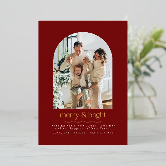 モダン金エレガント箔フォトクリスマスカード 箔シーズンカード