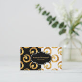 モダン金ゴールドが白黒でカール 名刺 (スタンド正面)