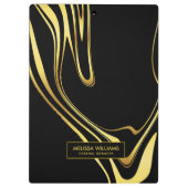 モダン金ゴールドが黒に渦巻く クリップボード (裏面)