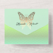 モダン金ゴールドとグ結婚リーン オールインワン招待状 (裏面)