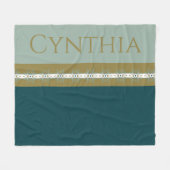 モダン金ゴールドとティール(緑がかった色) フリースブランケット (正面(横))