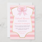 モダン金ゴールドとピンクのストライプがバウ仮想シャワー 招待状 (正面)
