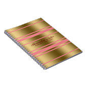 モダン金ゴールドとピンクのストライプパターン ノートブック (右側)
