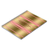 モダン金ゴールドとピンクのストライプパターン ノートブック (左側)