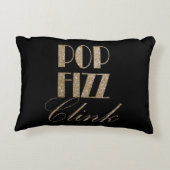 モダン金ゴールドとブラックパーティーポップ・アートのフィズインク アクセントクッション (裏面)