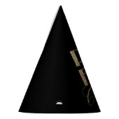 モダン金ゴールドとブラックパーティーポップ・アートのフィズインク パーティーハット (左)