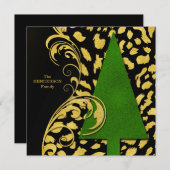 モダン金ゴールドとブラックホリデー付きクリスマスツリー シーズンカード (正面/裏面)