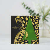 モダン金ゴールドとブラックホリデー付きクリスマスツリー シーズンカード (スタンド正面)