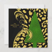 モダン金ゴールドとブラックホリデー付きクリスマスツリー シーズンカード (正面)