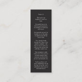 モダン金ゴールドとブラック写真葬式ブックマーク スキニー名刺 (裏面)