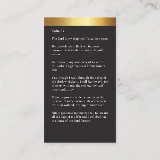 モダン金ゴールドとブラック写真葬式祈りの言葉カード 名刺 (裏面)