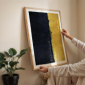 モダン金ゴールドとブラック抽象芸術絵を描のウォールアート ポスター