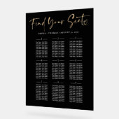 モダン金ゴールドとブラック結婚の座席表 アクリルサイン (傾斜)