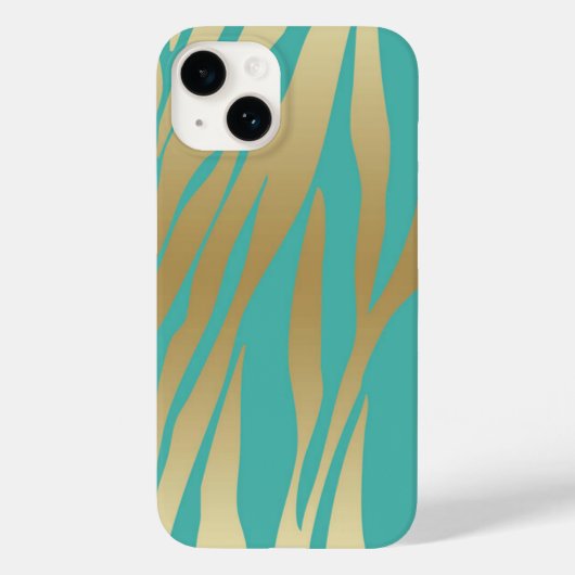 モダン金ゴールドとブルーティール(緑がかった色) Case-Mate iPhoneケース (裏面)