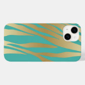 モダン金ゴールドとブルーティール(緑がかった色) Case-Mate iPhoneケース (裏面 (横))
