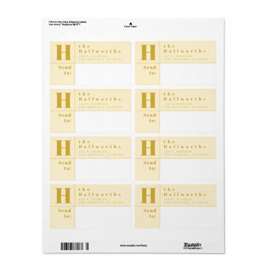 モダン金ゴールドとホワイトブはっきりしたロック差出人住所 ラベル (フルシート)