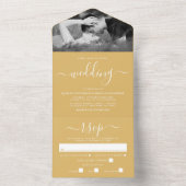 モダン金ゴールドとホワシンプルイトのスクリプ結婚ト オールインワン招待状 (内側)